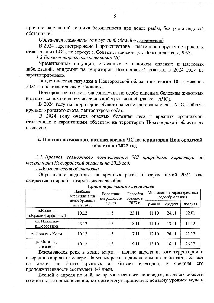 Долгосрочный прогноз ЧС природного, техногенного и биолого-социального характера на 2025 год